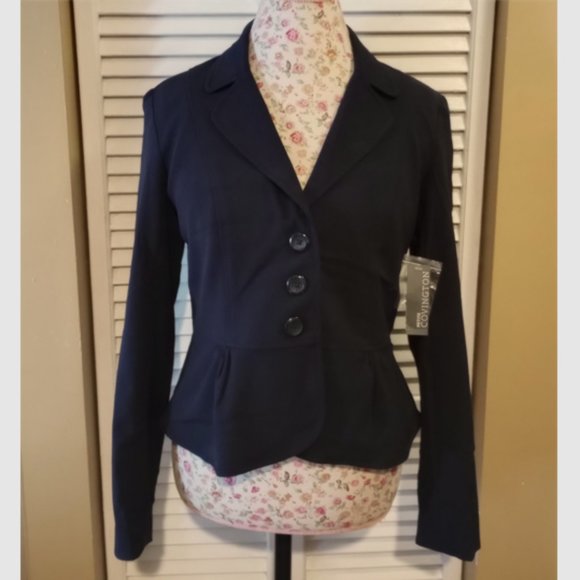 New with Tags Covington Petite Peplum Suit Jacket, Navy, Size 10P - Picture 1 of 6